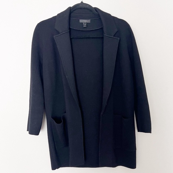 J. Crew Sophie Open Front Sweater Jacket Blazer Black Wool Blend J0224 - Picture 2 of 4
